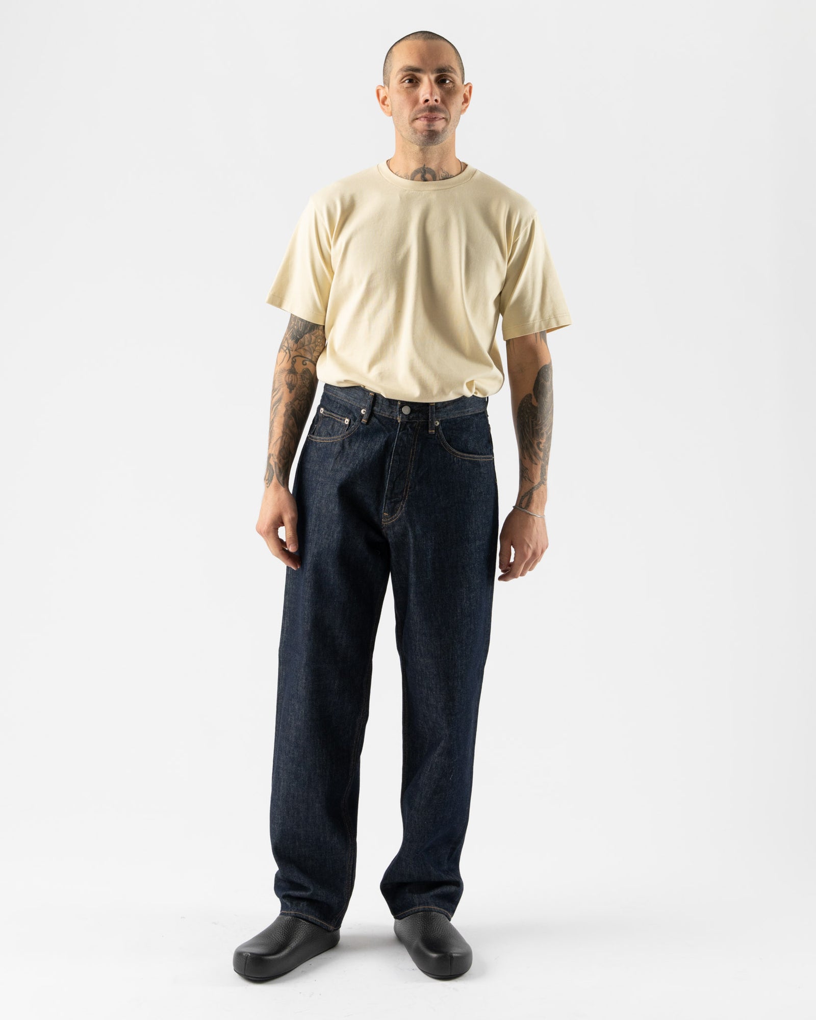 Auralee Hard Twist Denim Wide Pants in Indigo Curated at Jake and Jones