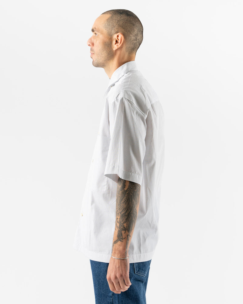 Studio Nicholson Pete Short Sleeve Shirt in White/Black