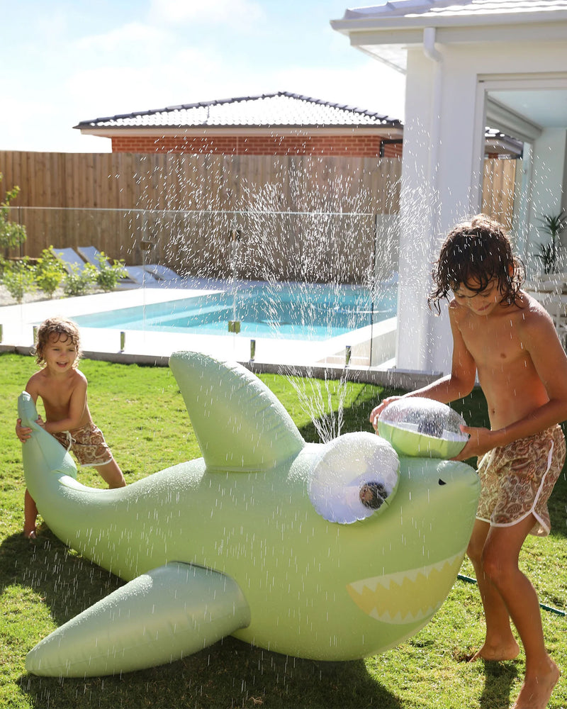 Sunnylife Inflatable Giant Sprinkler Shark Tribe Khaki