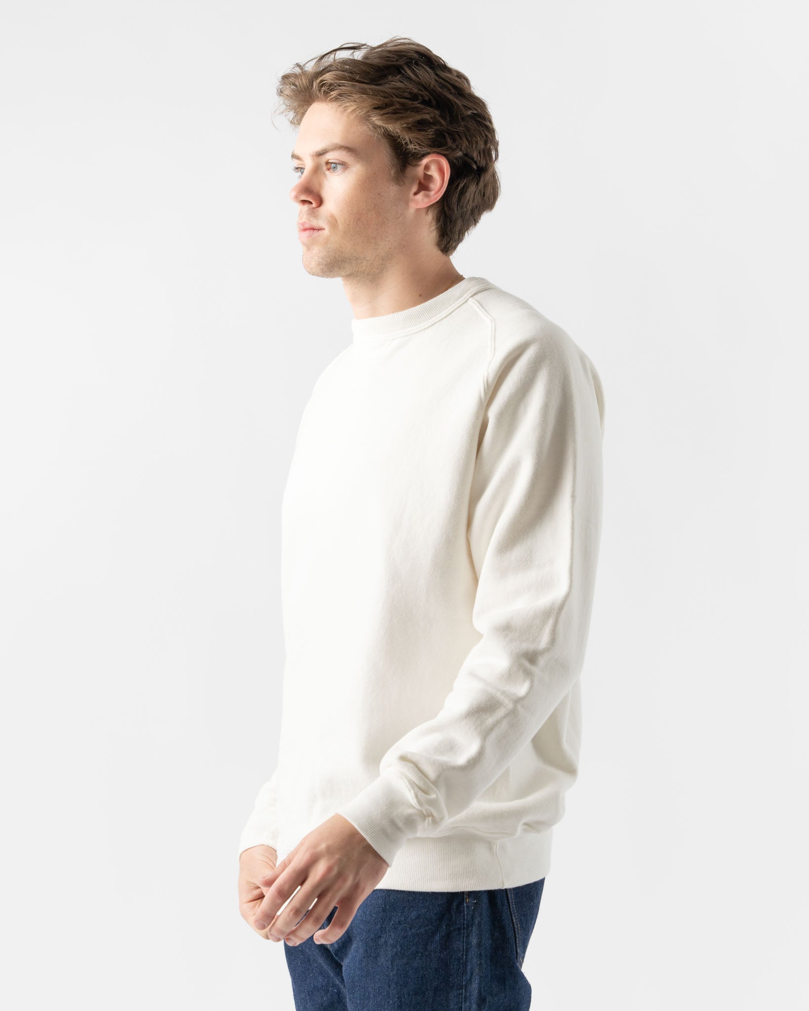 Sunray Sportwear Puamana Crew Neck Raglan Sweatshirt in Off White