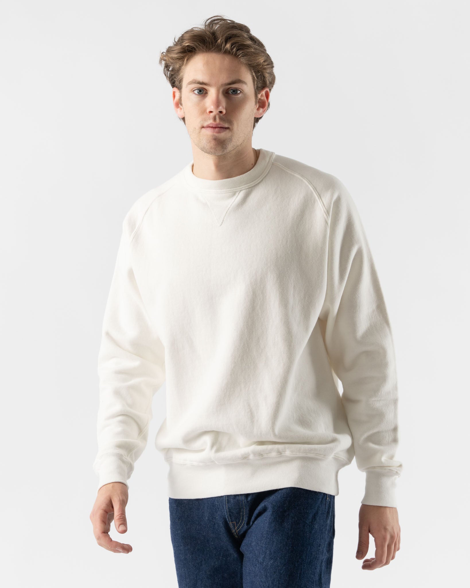 Sunray Sportwear Puamana Crew Neck Raglan Sweatshirt in Off White
