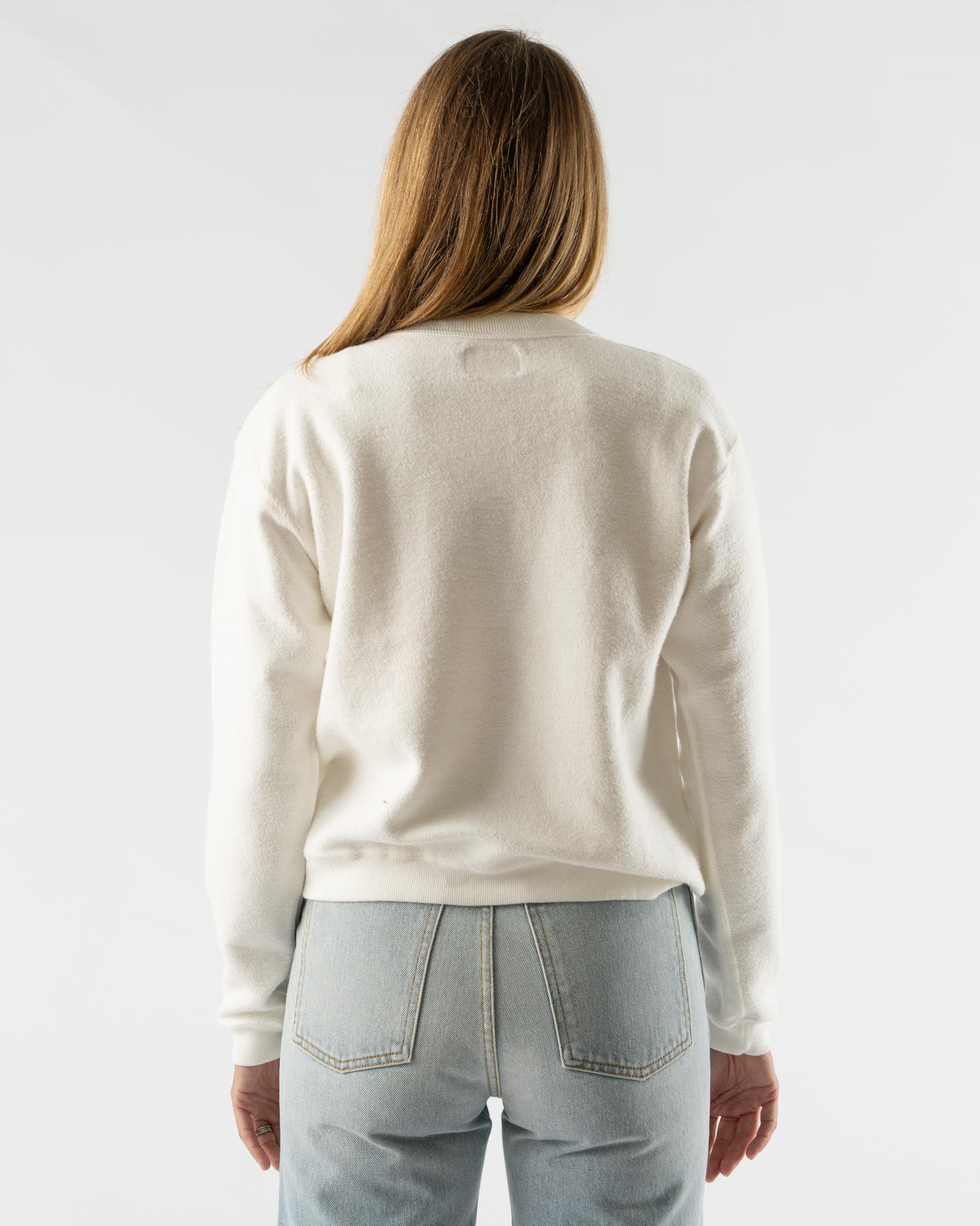 Sunray Spirit Hina Reversed Fleece Crew Neck Sweatshirt in Off White