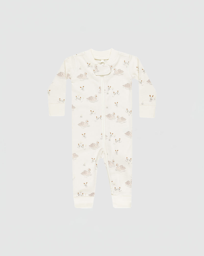 Quincy Mae Zip Long Sleeve Sleeper in Swans