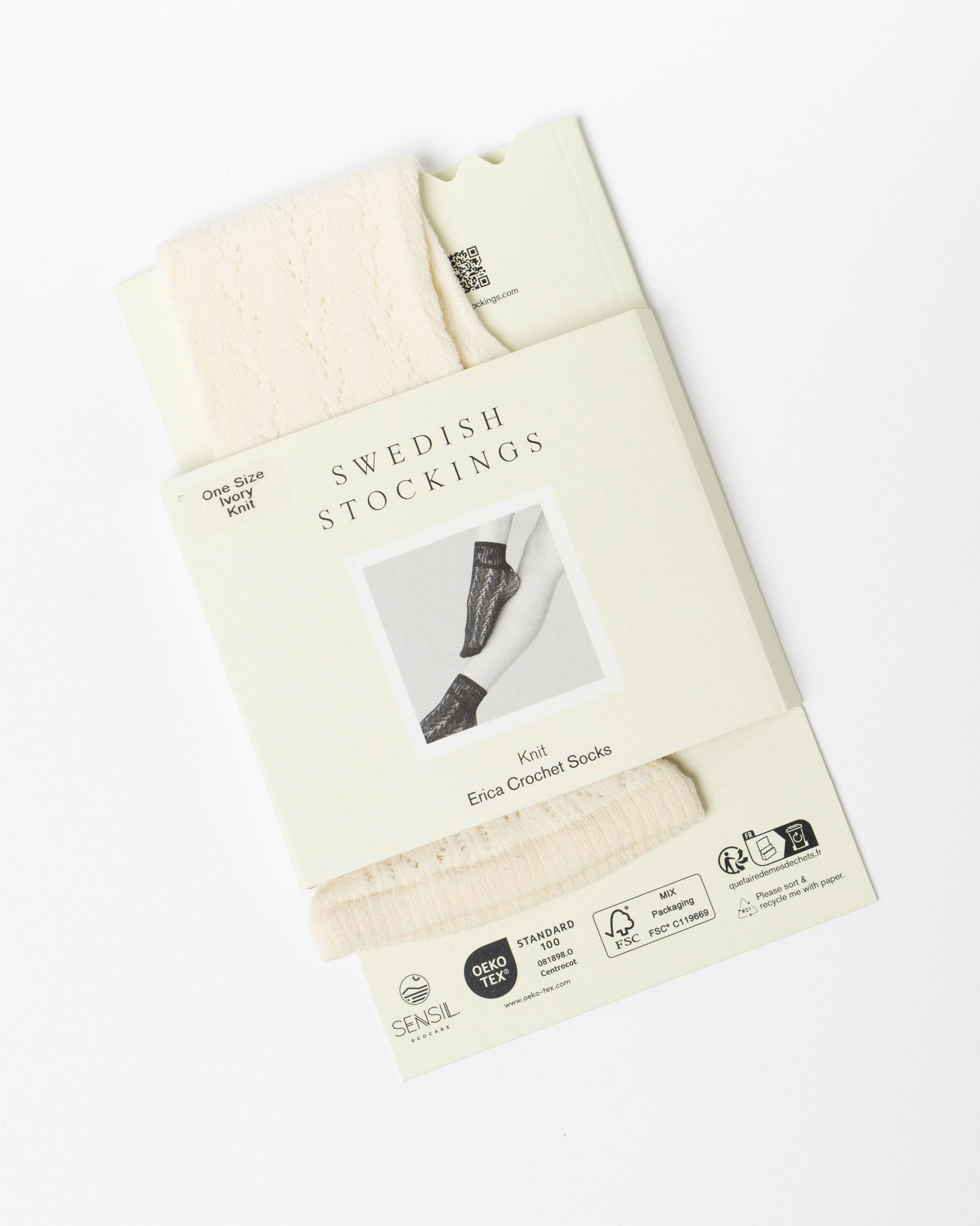 Swedish Stockings Erica Crochet Socks in Ivory