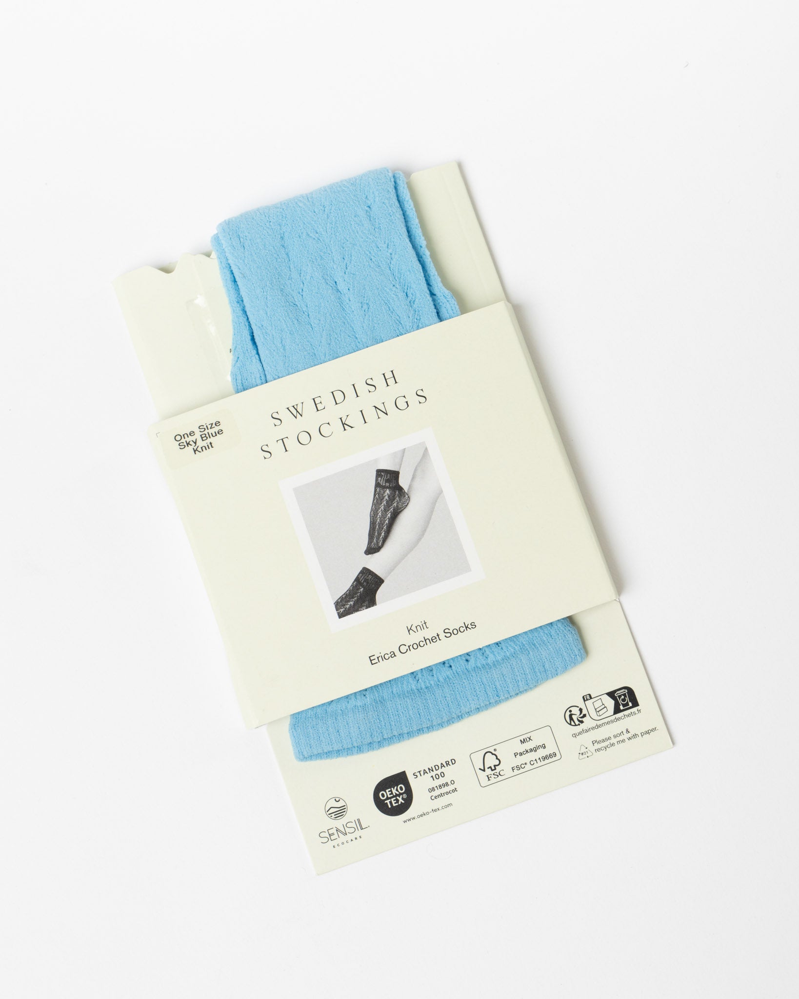 Swedish Stockings Erica Crochet Socks in Sky Blue