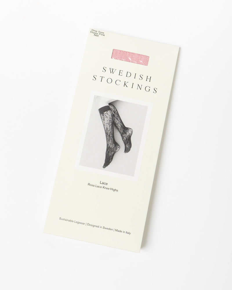 Swedish Stockings Rosa Lace Knee-Highs in Dusty Pink