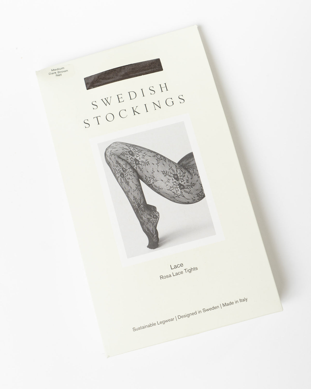 Swedish Stockings Rosa Lace Tights in Dark Brown Curated at Jake and Jones
