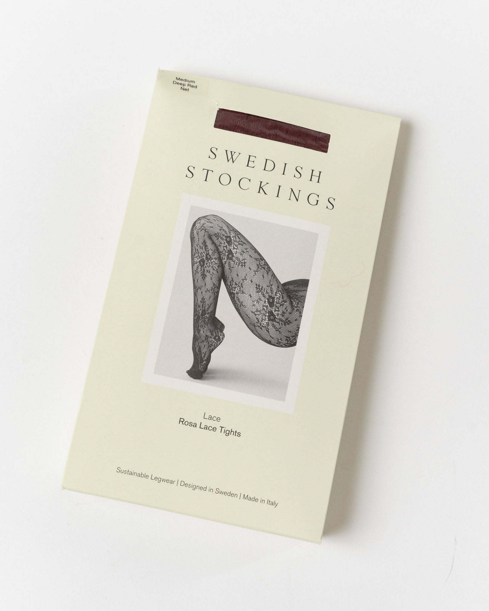 Swedish Stockings Rosa Lace Tights in Deep Red