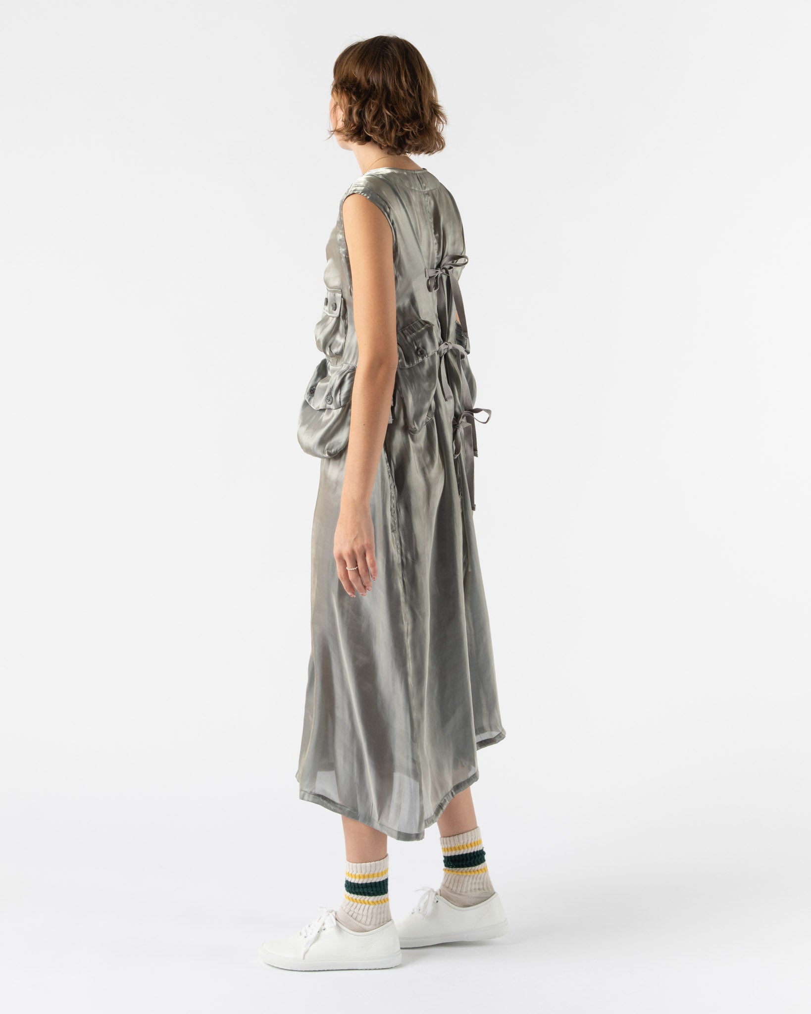 tActi C-1 Dress in Grey Satin Weave