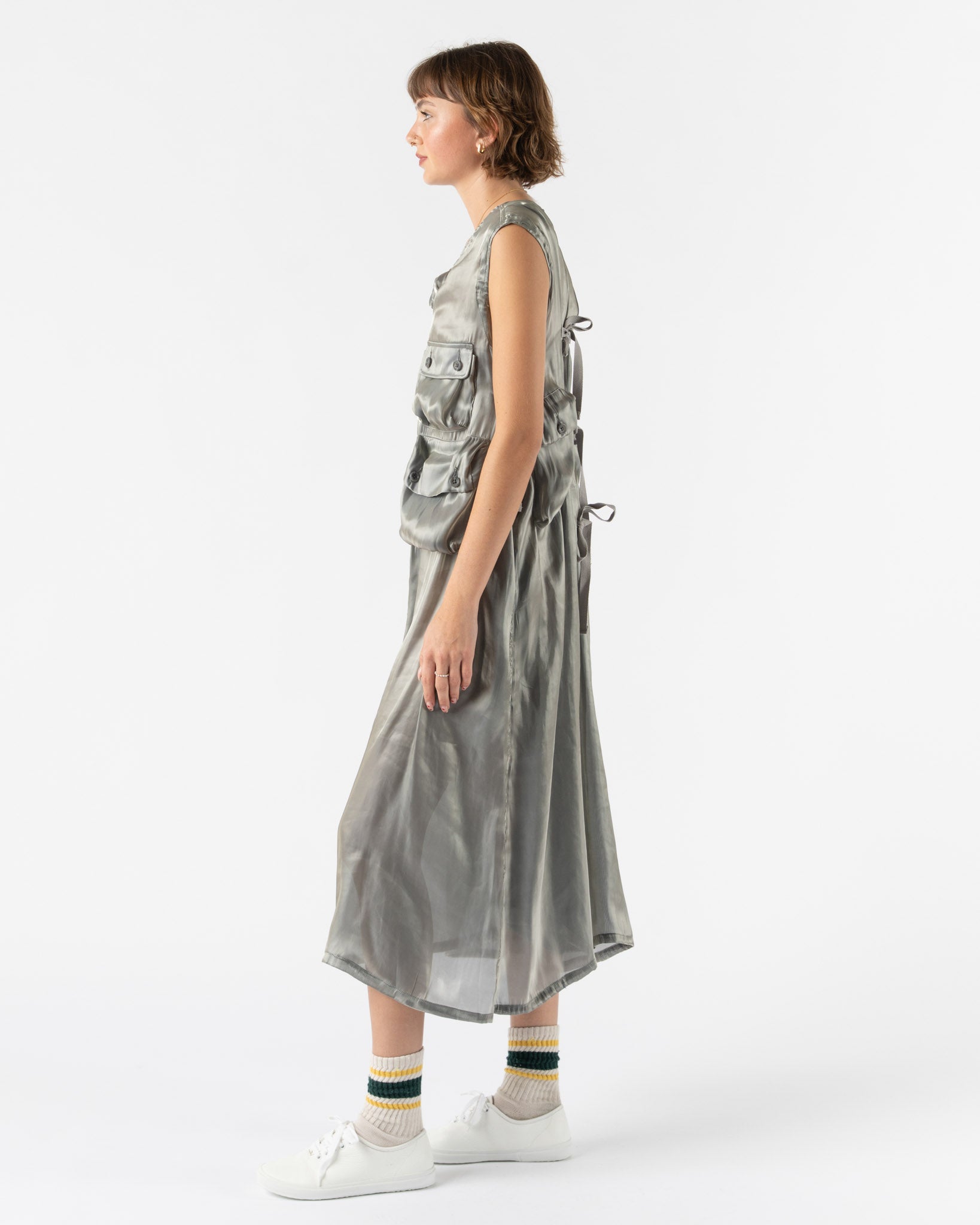 tActi C-1 Dress in Grey Satin Weave