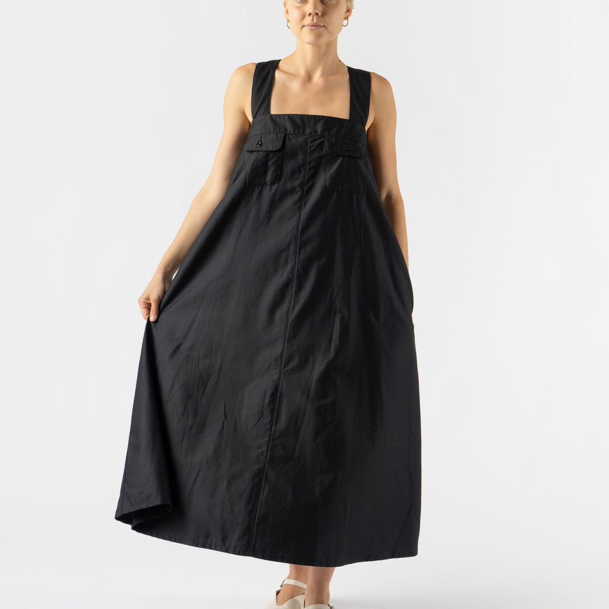 tActi Cinch Dress in Black Nano Fineline Twill Curated at Jake and Jones tActi Cinch Dress in Black Nano Fineline Twill Curated at Jake and Jones