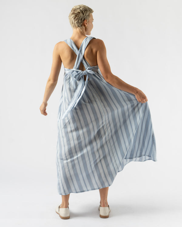 tActi Cinch Dress in Light Blue Wide Stripe