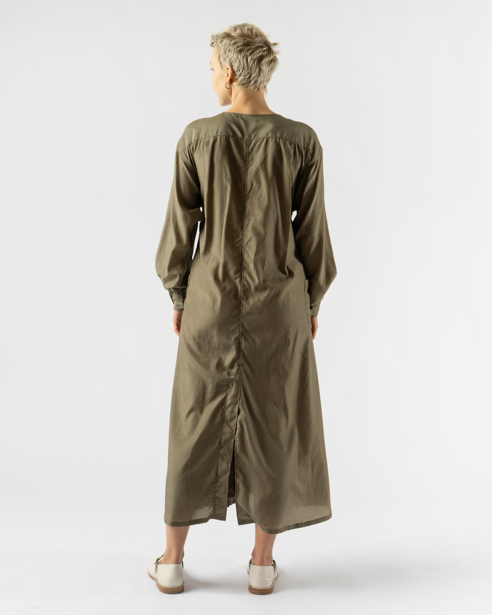 tActi Tie Dress in Sheer Cupro Olive