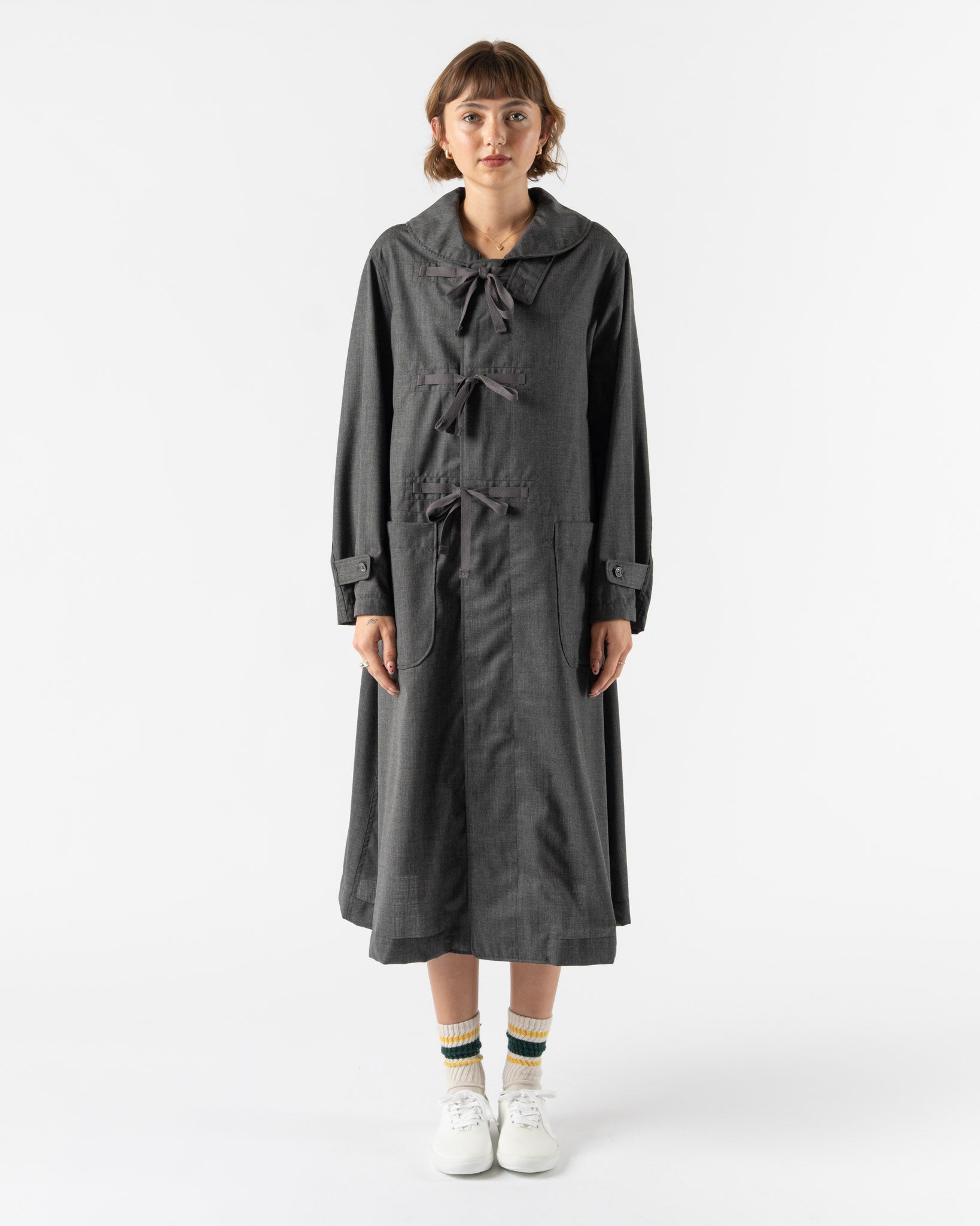 tActi Duffle Dress in Charcoal Tropical Wool