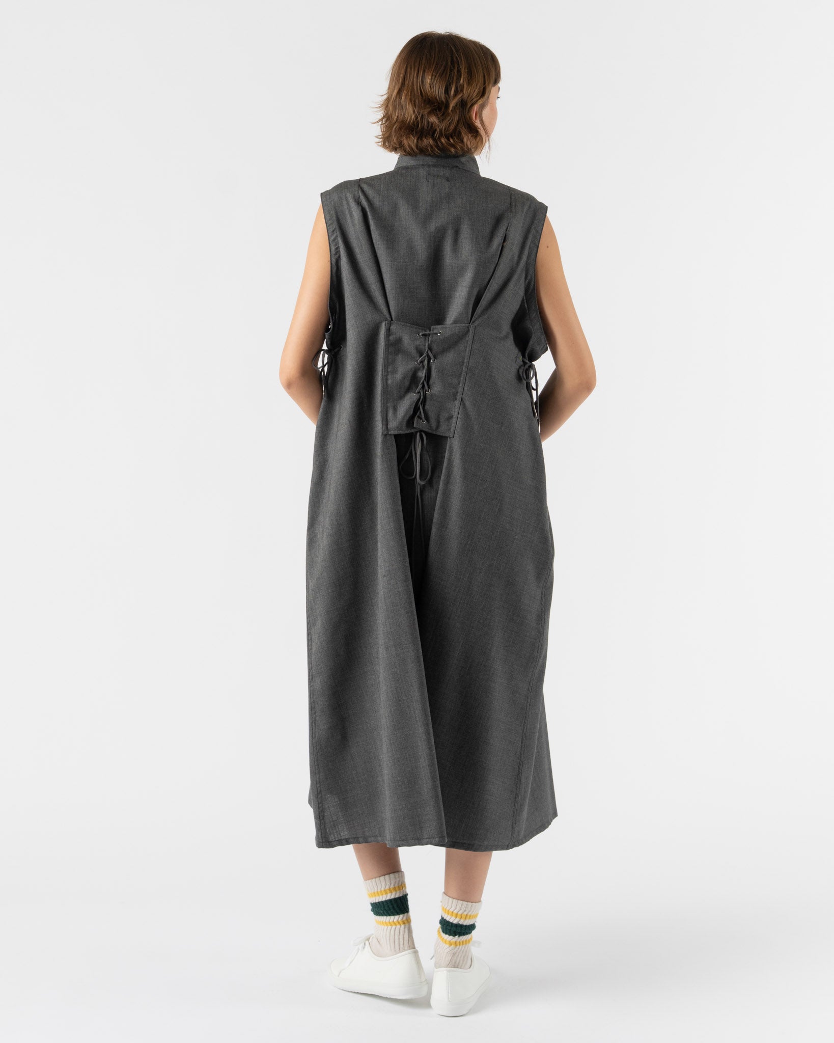 tActi Flak Dress in Charcoal Tropical Wool