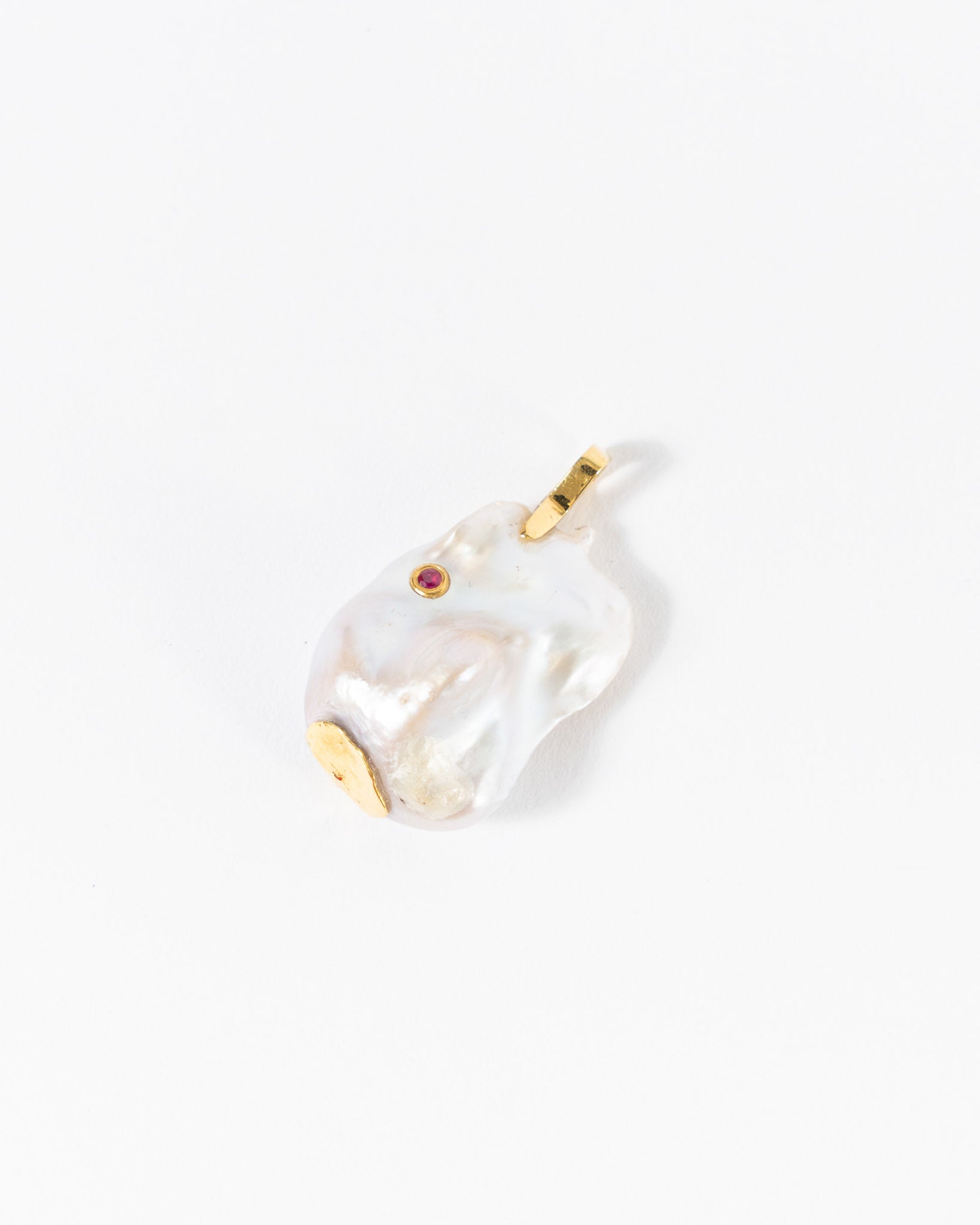 22K Gold Baroque Natural Pearl Pendant