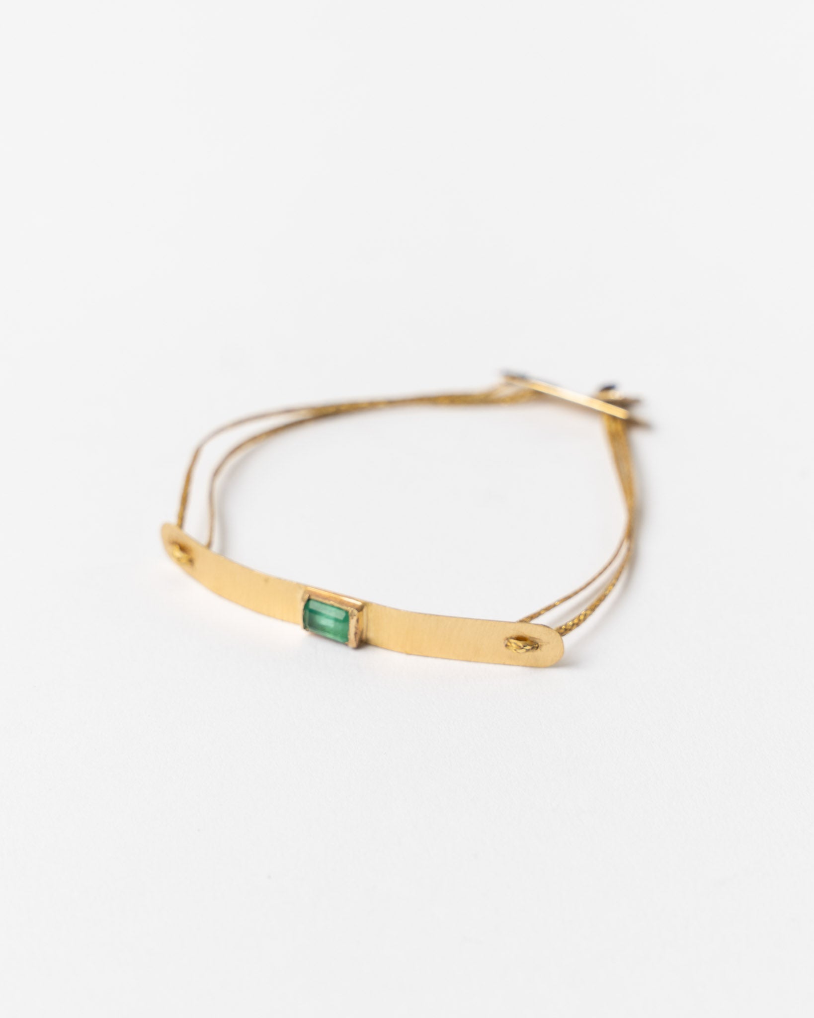 Talya Mor 18k Gold Wide Bar Bracelet Emerald