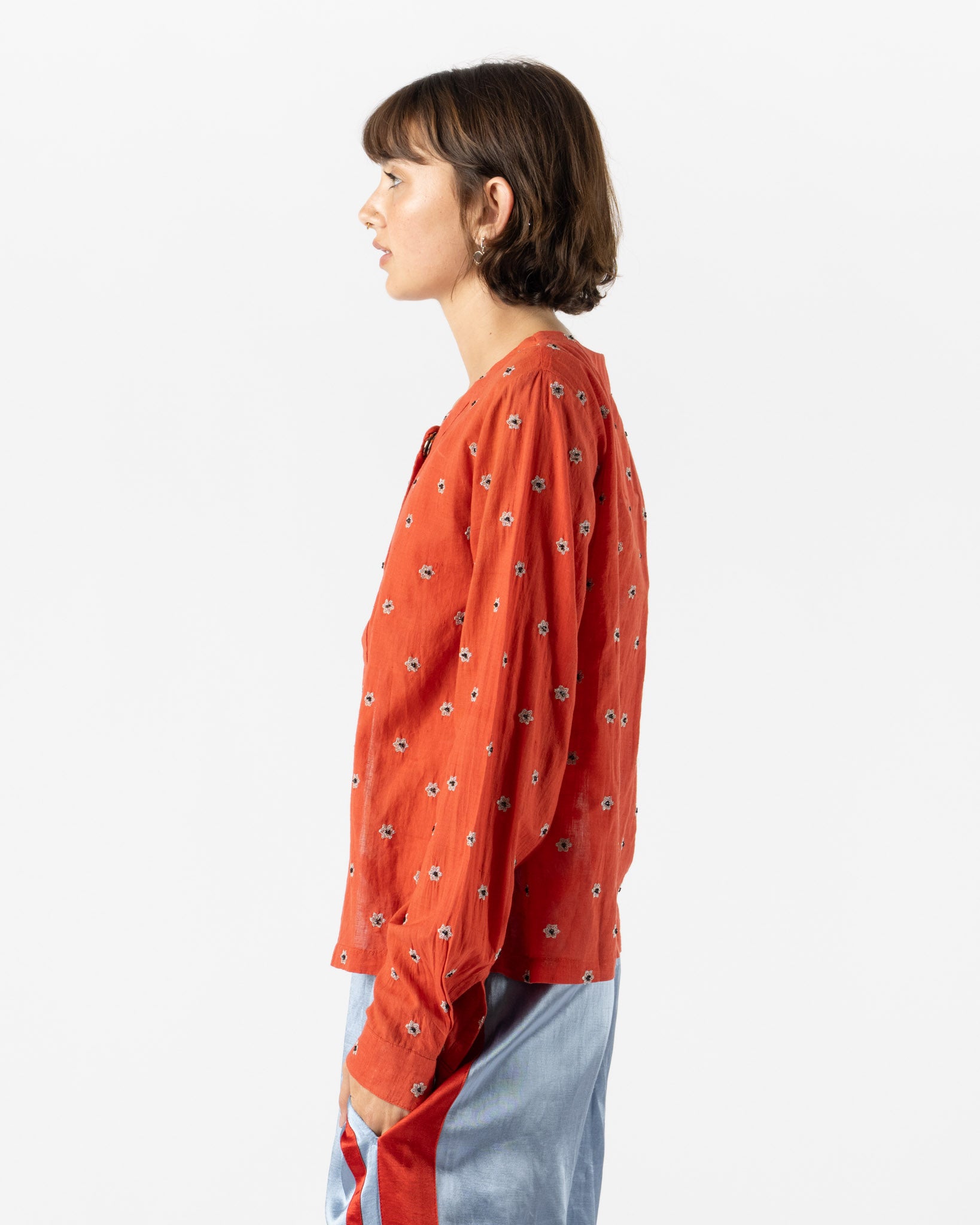 Tigra Tigra Kasab Flower Cardigan in Apple Red with Silver