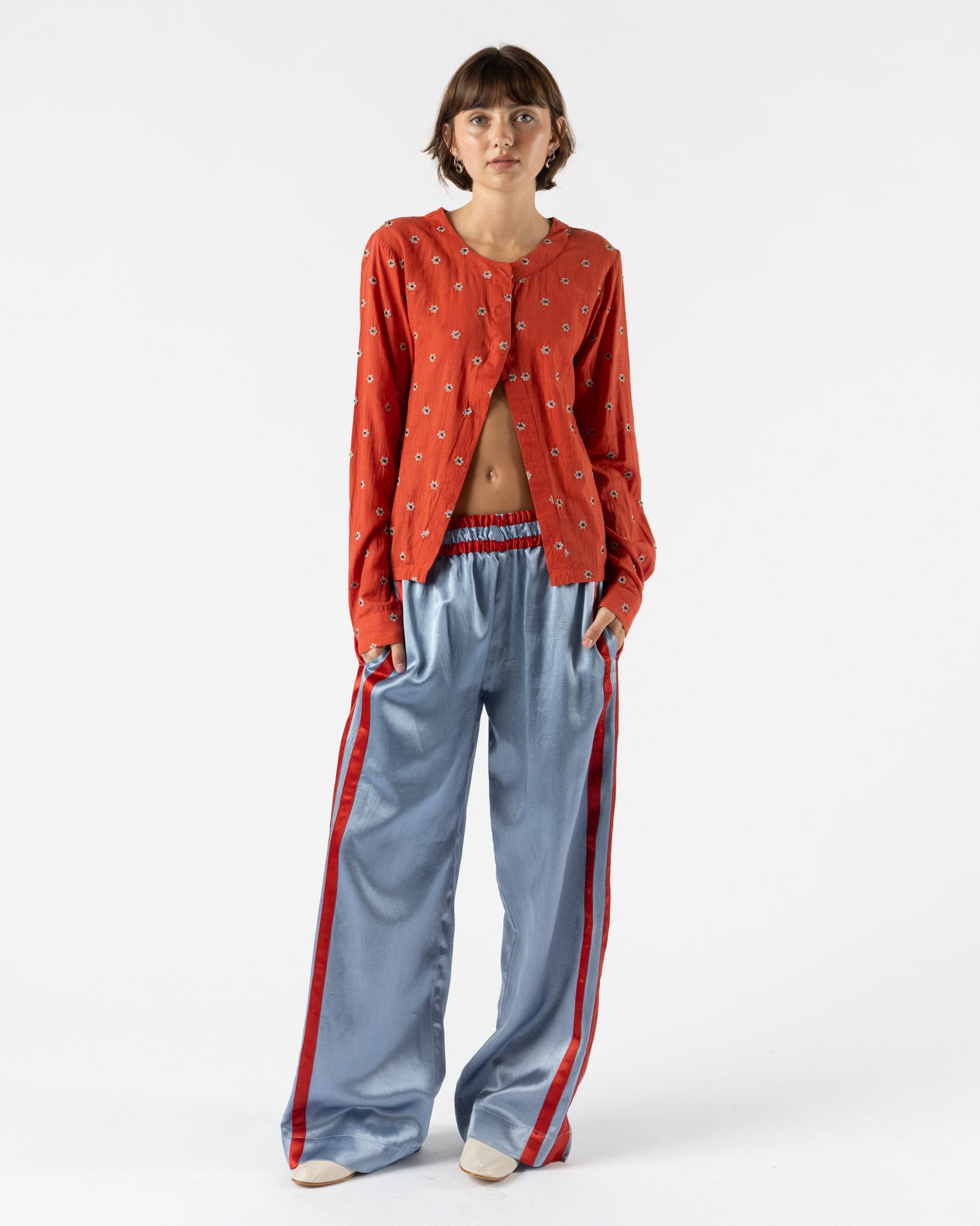 Tigra Tigra Kasab Flower Cardigan in Apple Red with Silver
