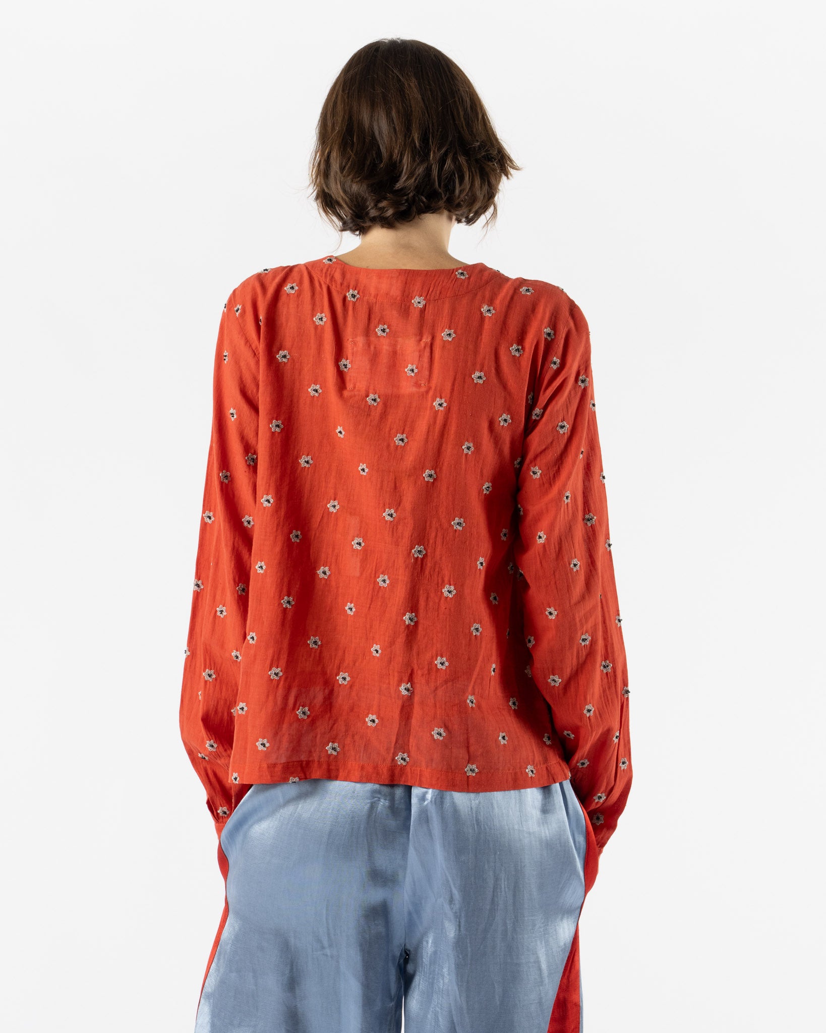 Tigra Tigra Kasab Flower Cardigan in Apple Red with Silver