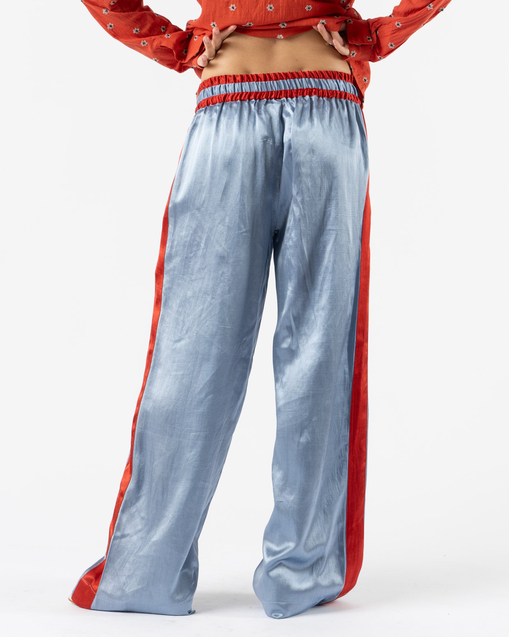 Tigra Tigra Striped Boxing Pant in Powder Blue with Red