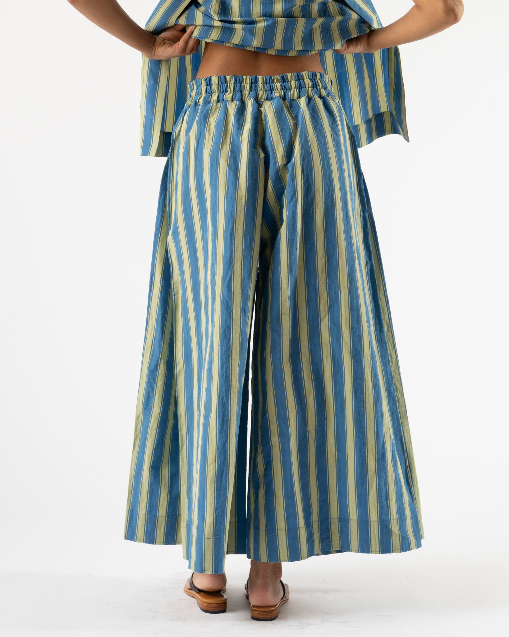 Toogood The Boxer Trouser in Taffeta Stripe Cornflower