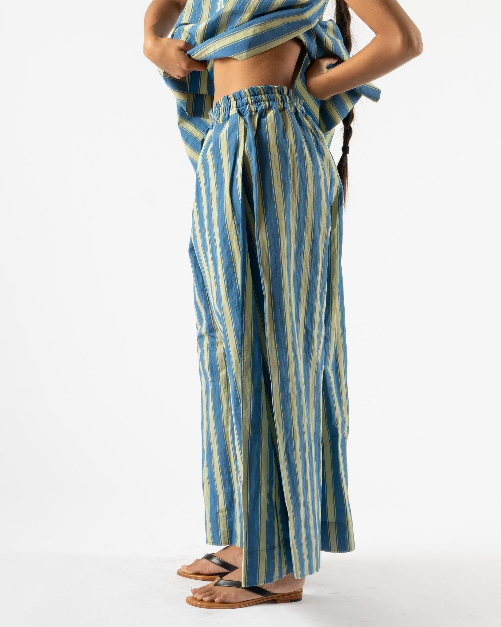 Toogood The Boxer Trouser in Taffeta Stripe Cornflower
