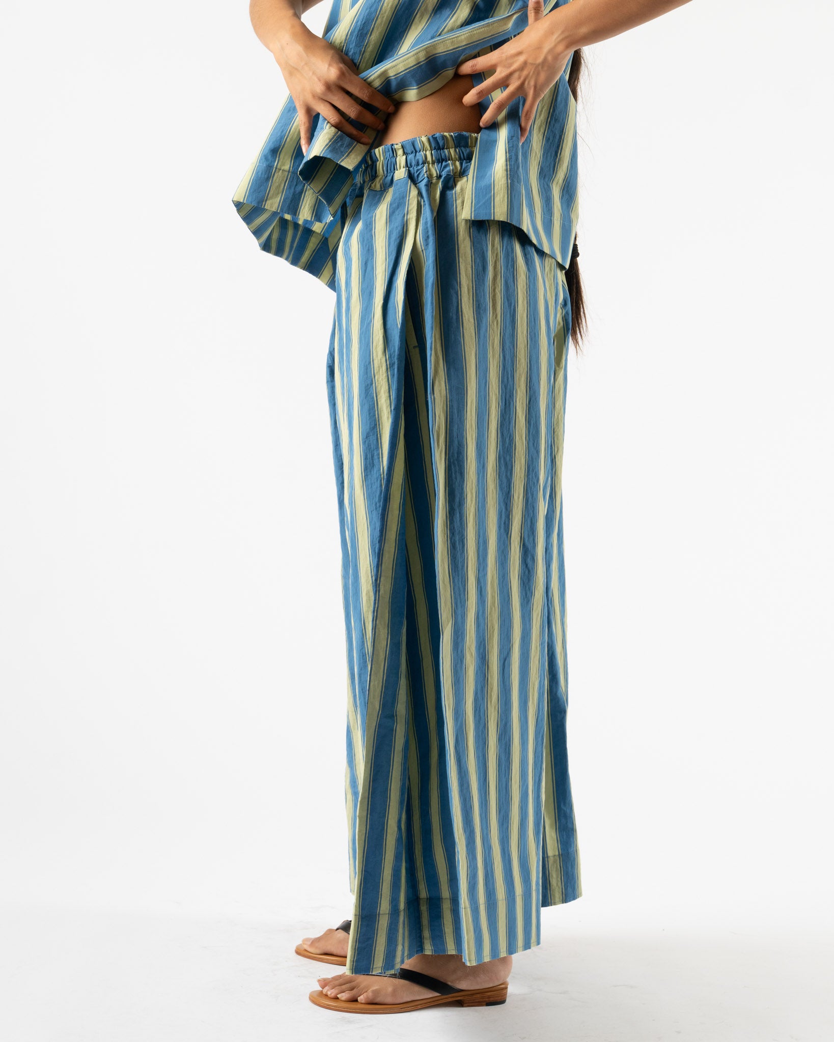 Toogood The Boxer Trouser in Taffeta Stripe Cornflower
