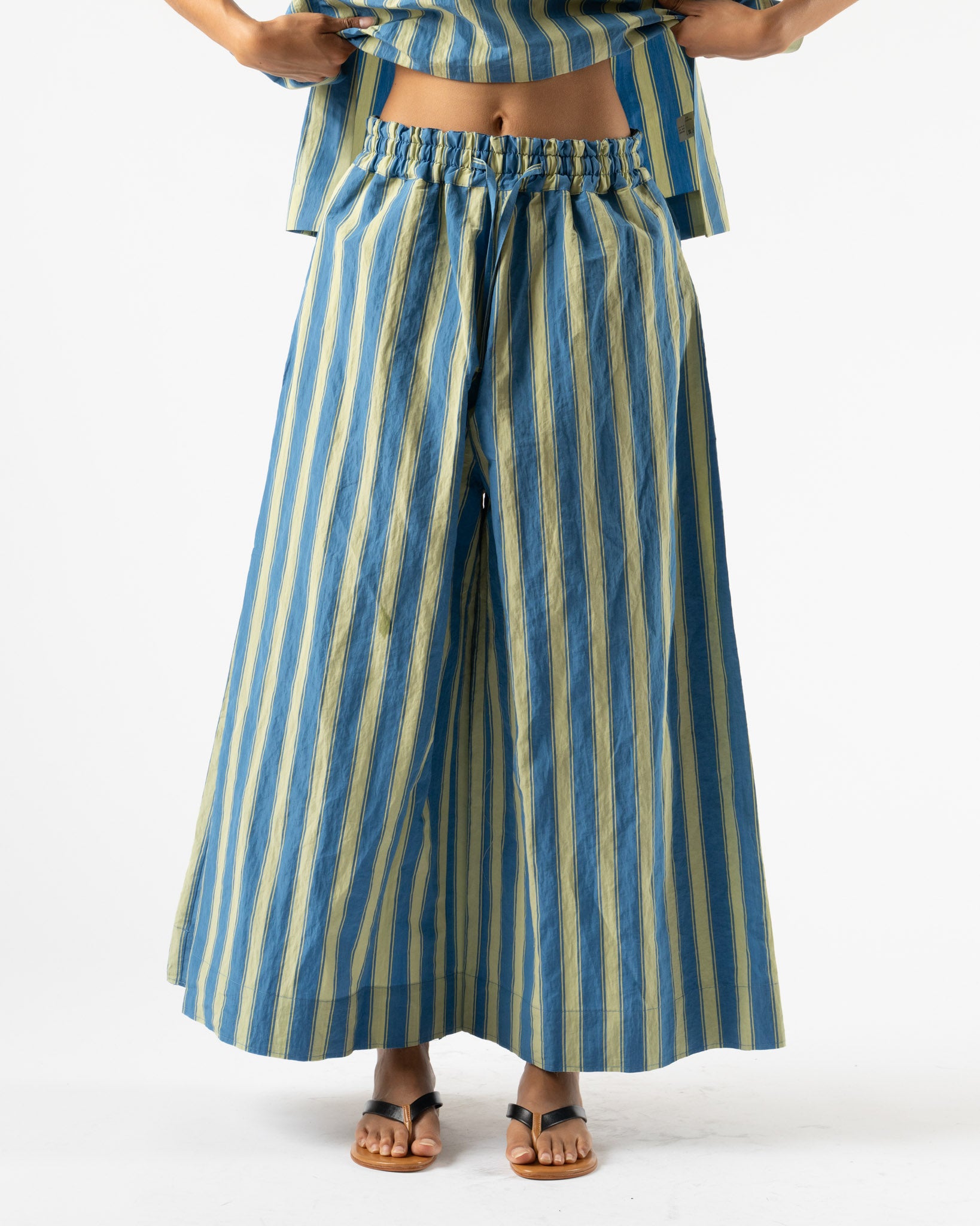 Toogood The Boxer Trouser in Taffeta Stripe Cornflower