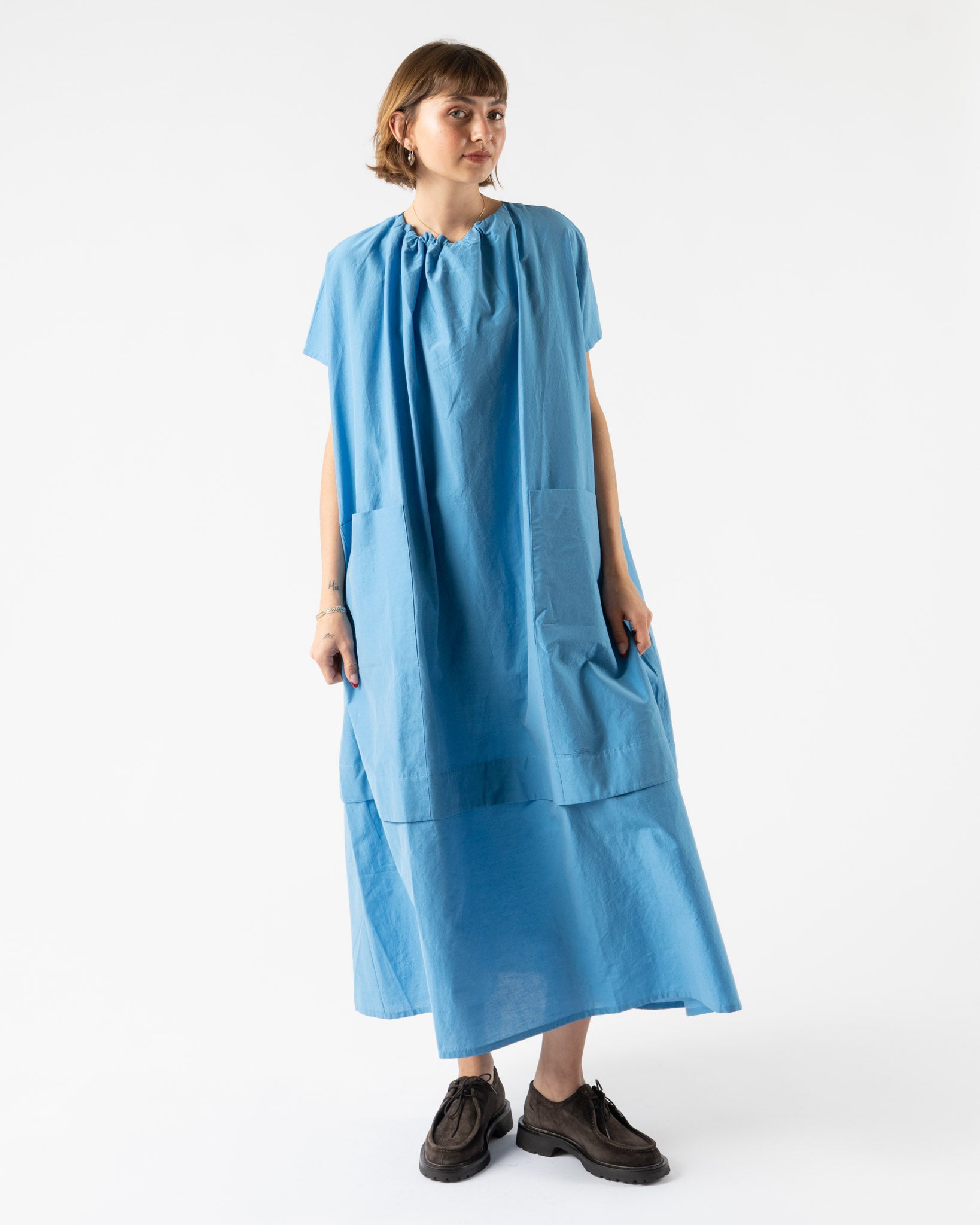 Toogood The Poet Dress in Cotton Silk Cornflower