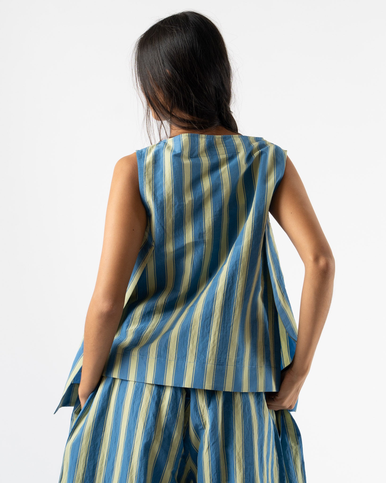 Toogood The Basketmaker Top in Taffeta Stripe Cornflower