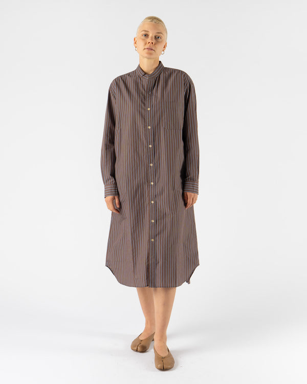 ts(s) Baggy Fit Band Collar Shirt Dress in Brown