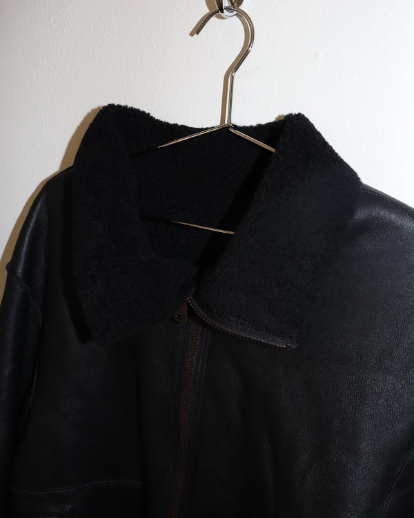 Pre-owned: Year 1 Fur-lined Leather Jacket in Black