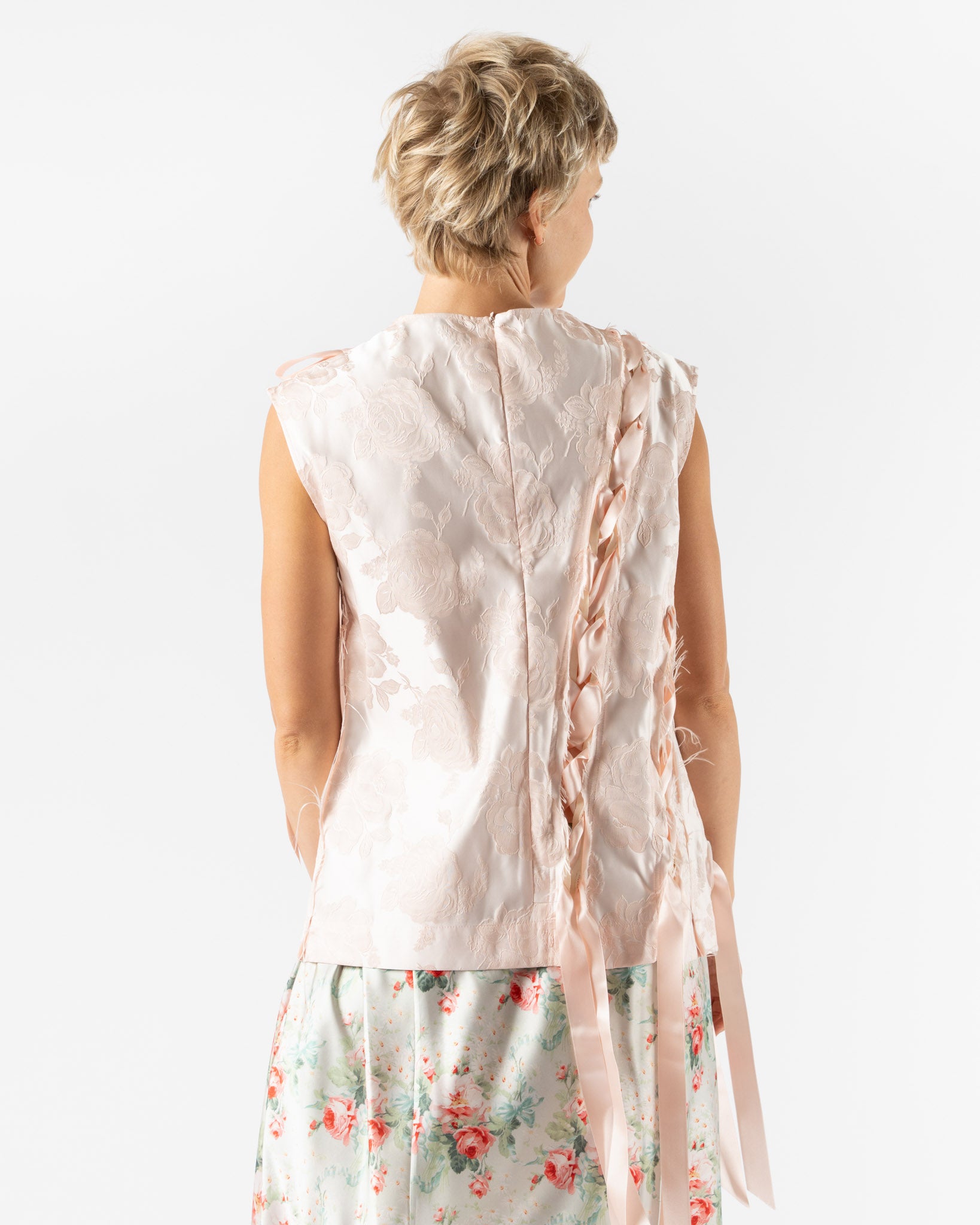 Simone Rocha Unraveling Ribon Top in Blush