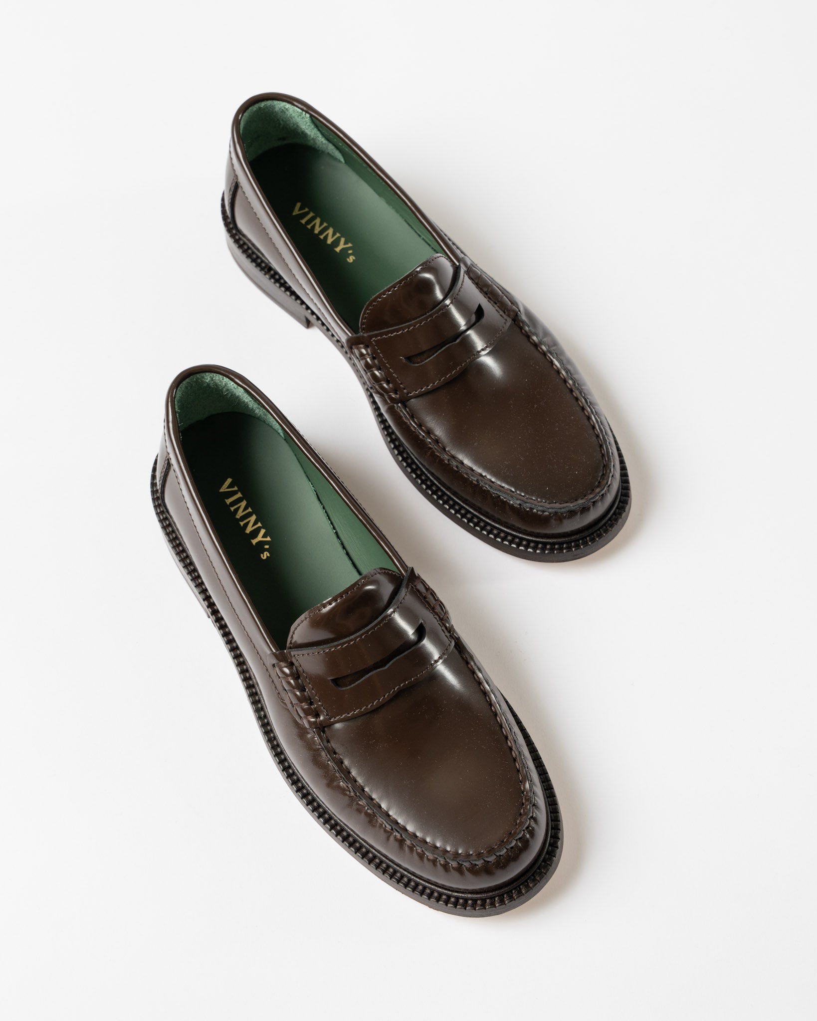 Vinny's Yardee Moccasin Loafer in Brown Polido Leather