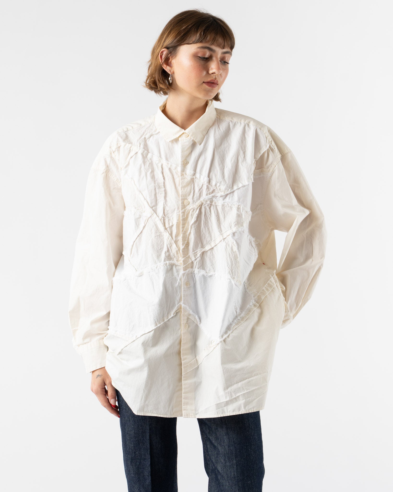 CASEY CASEY Hamnet Flower Shirt in White Curated at Jake and Jones