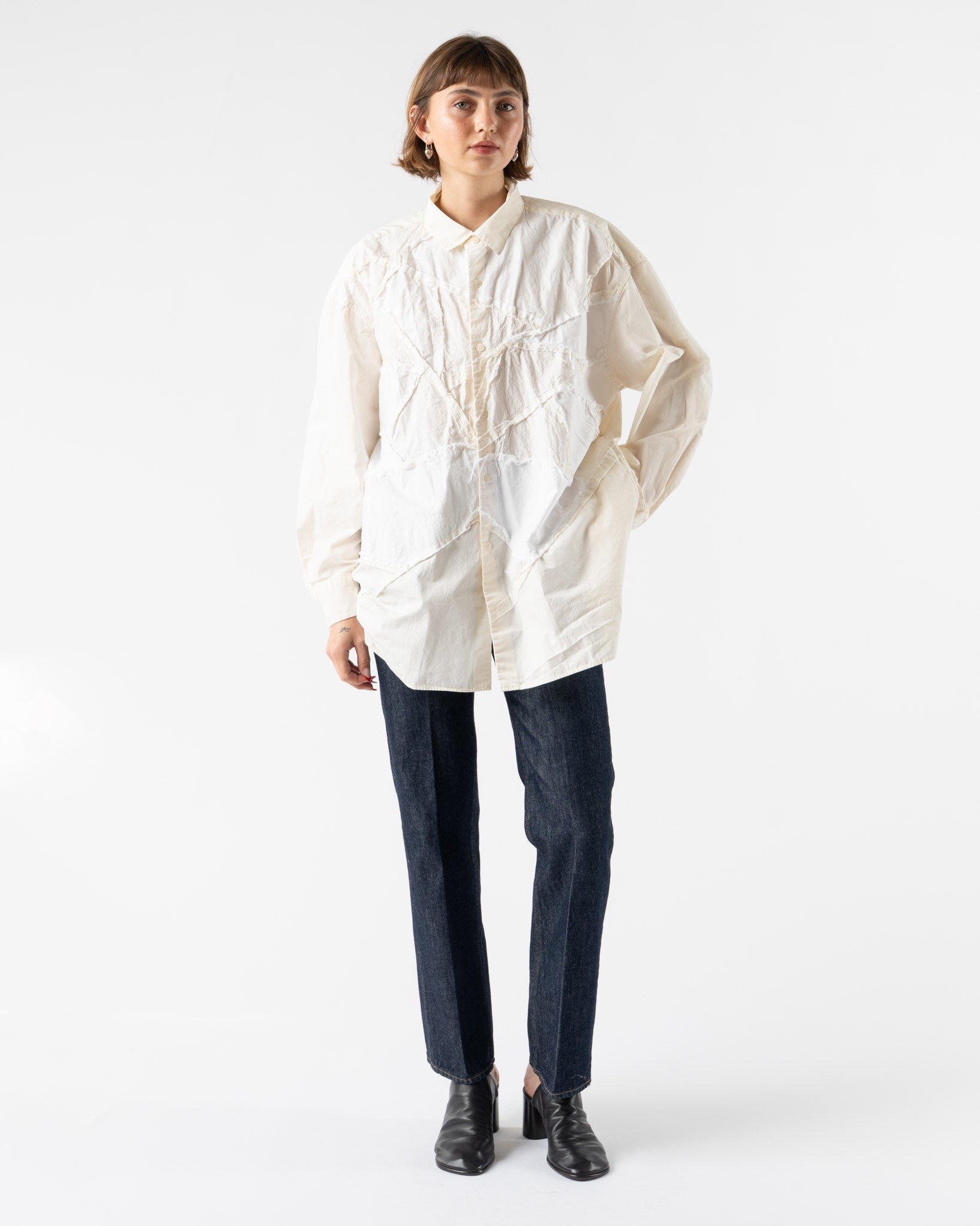 CASEY CASEY Hamnet Flower Shirt in White Curated at Jake and Jones