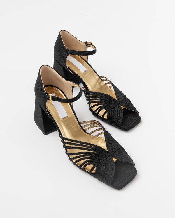 Suzanne Rae High 70 Sandal in Moire Black