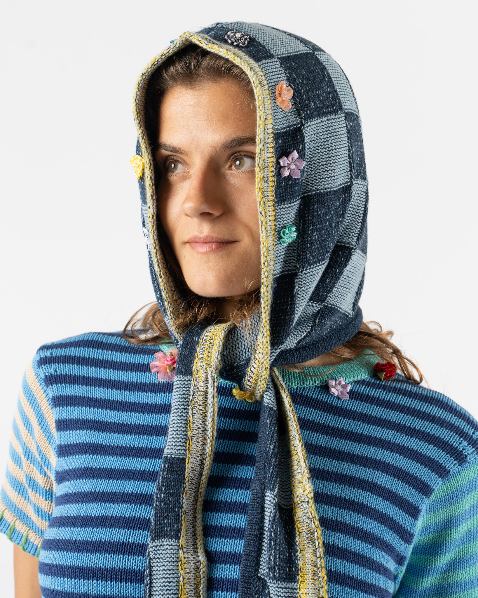 YanYan Embellished Hood in Denim