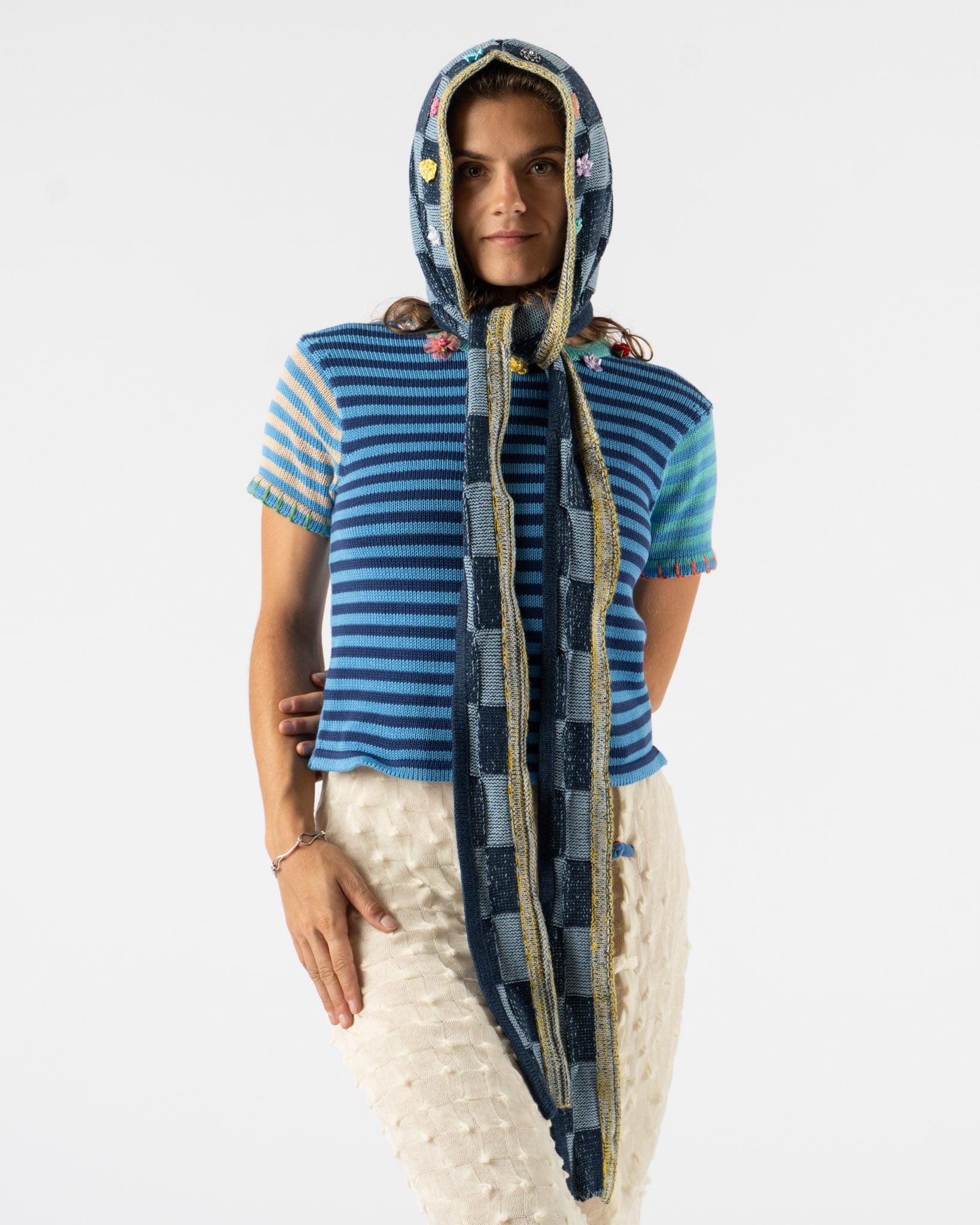 YanYan Embellished Hood in Denim