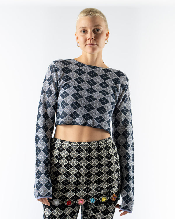 YanYan Argyle LS Cropped Boatneck