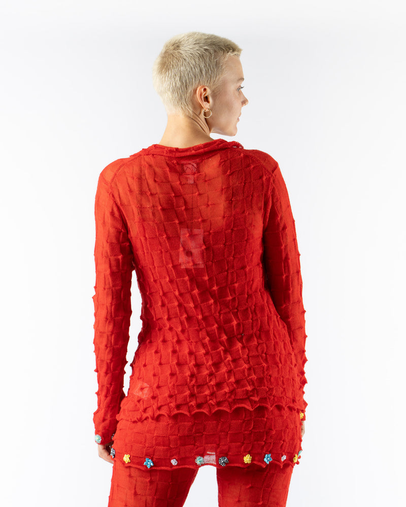 YanYan BorLor LS Shirt in Red Gauzy Wool