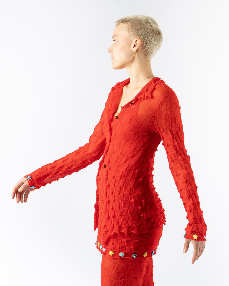 YanYan BorLor LS Shirt in Red Gauzy Wool