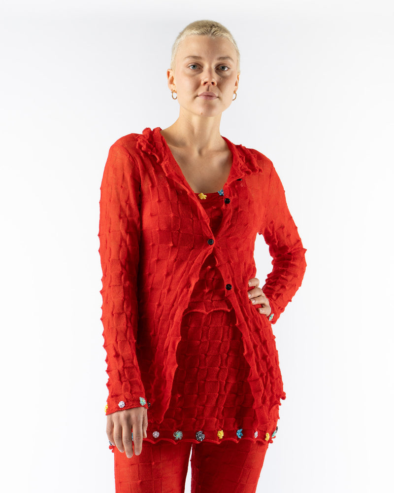 YanYan BorLor LS Shirt in Red Gauzy Wool