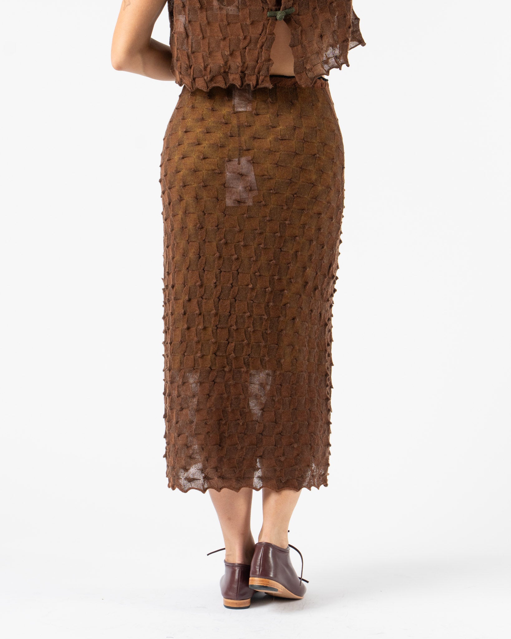 YanYan Borlor A Line Midi Skirt in Brown