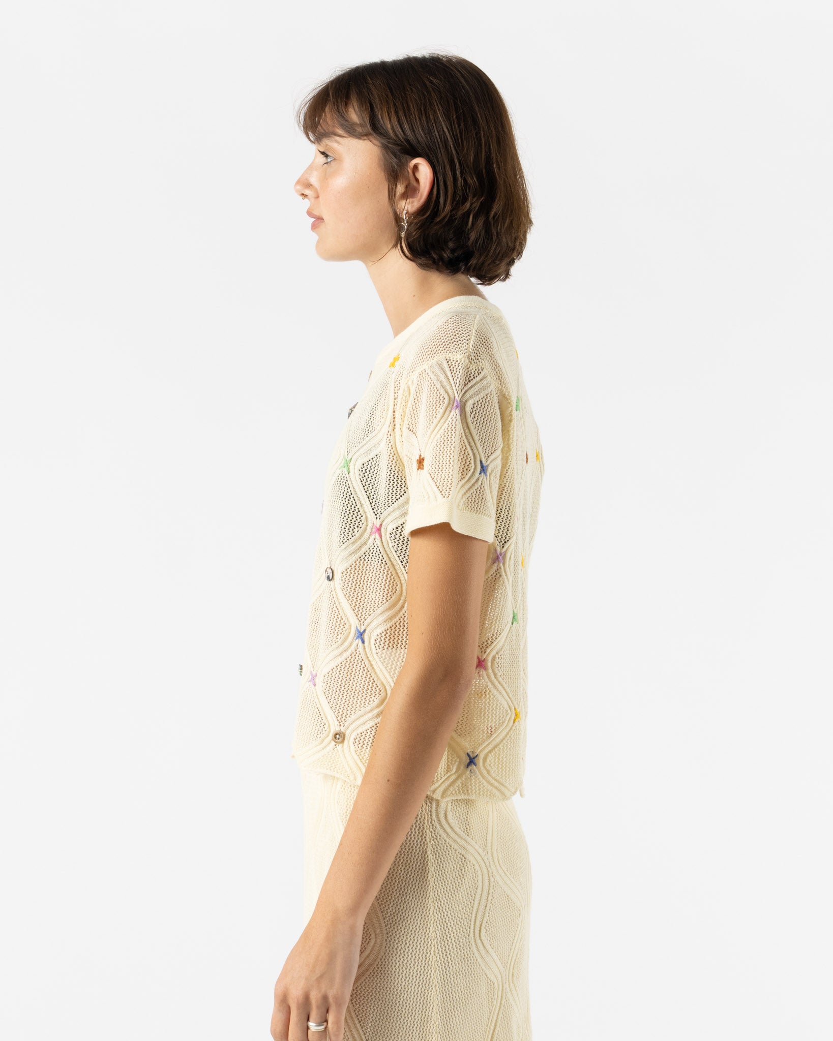 YanYan Lattice Tee in Ivory