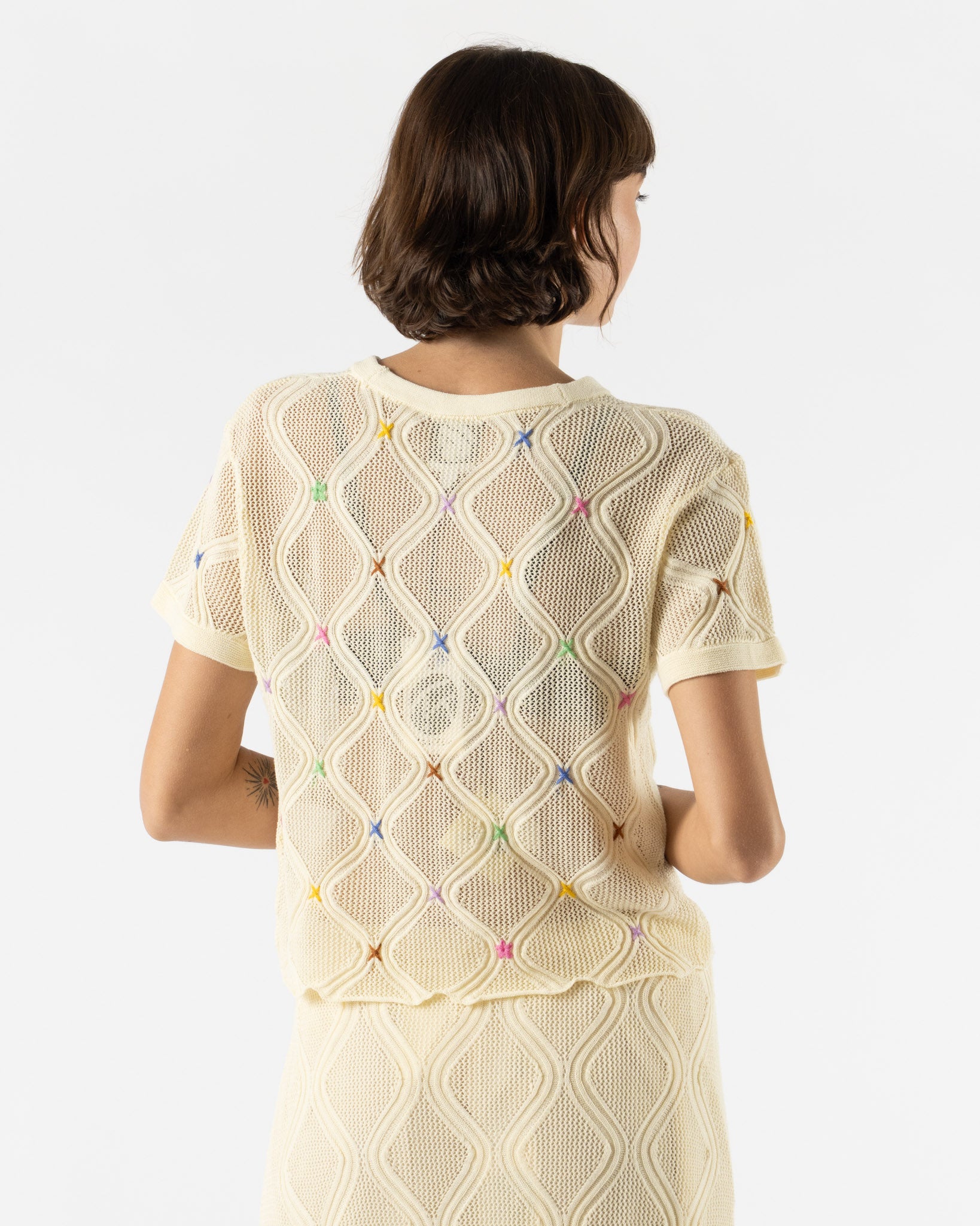 YanYan Lattice Tee in Ivory