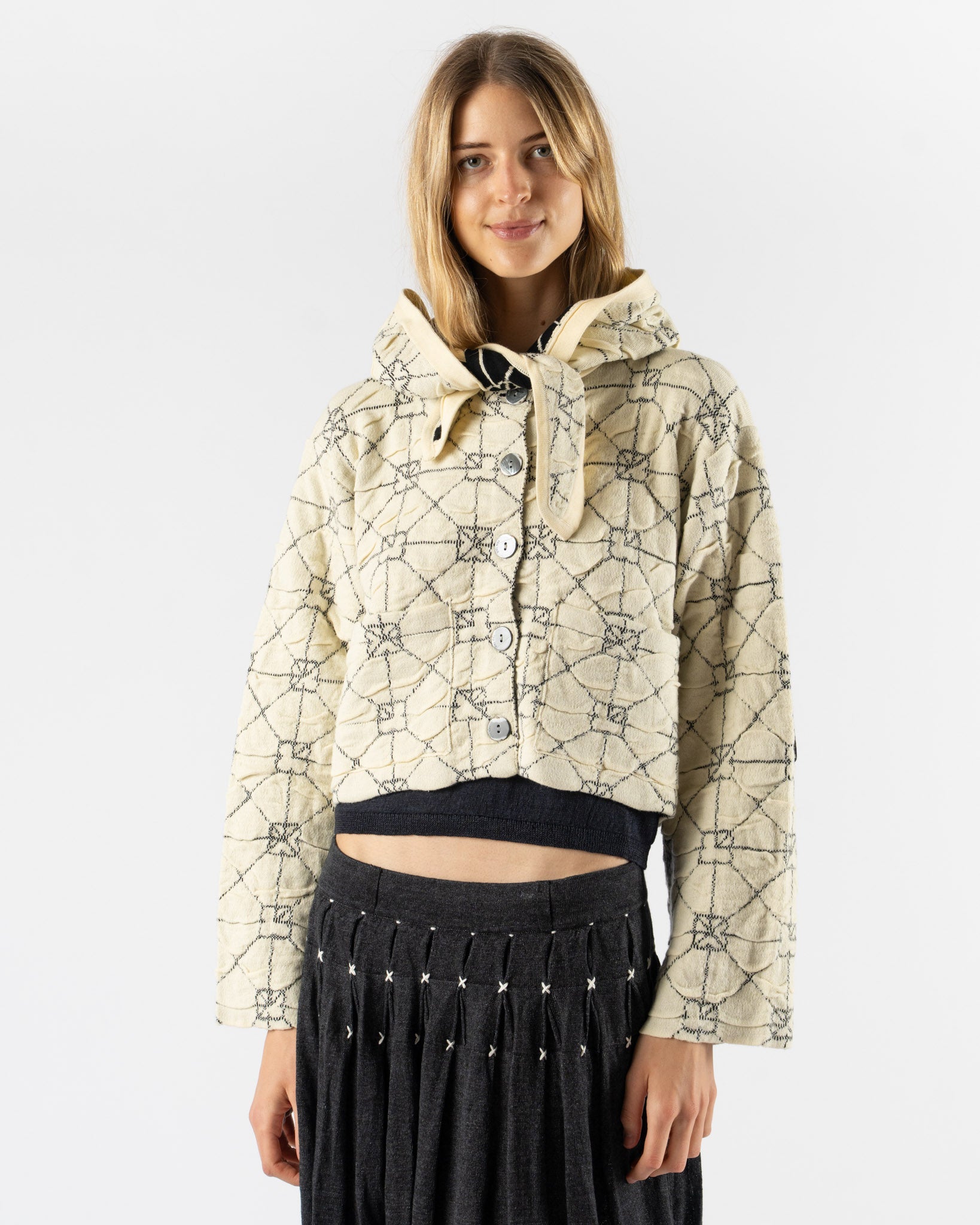 YanYan June Boxy Crew Jacket in Hood in Ivory