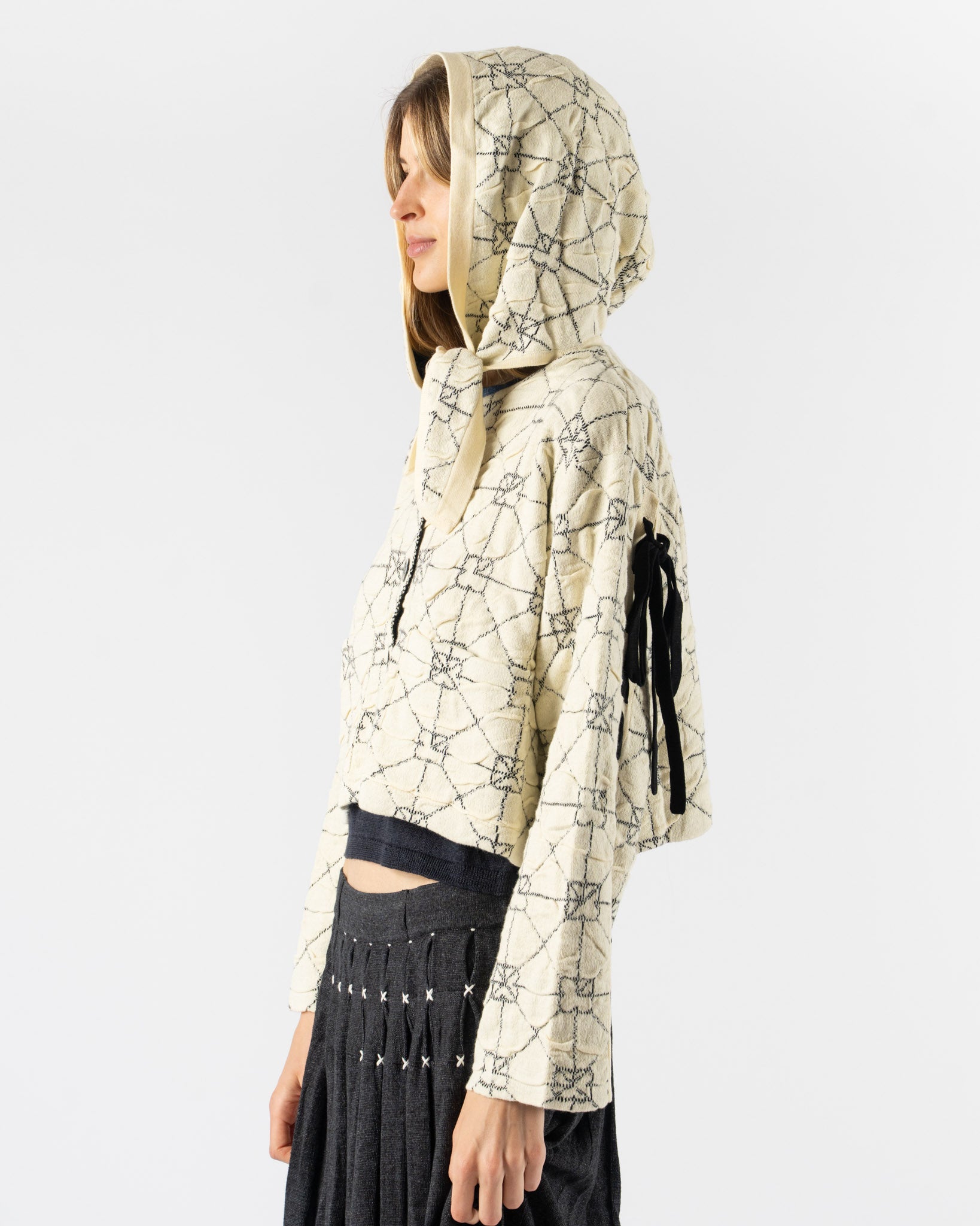 YanYan June Boxy Crew Jacket in Hood in Ivory