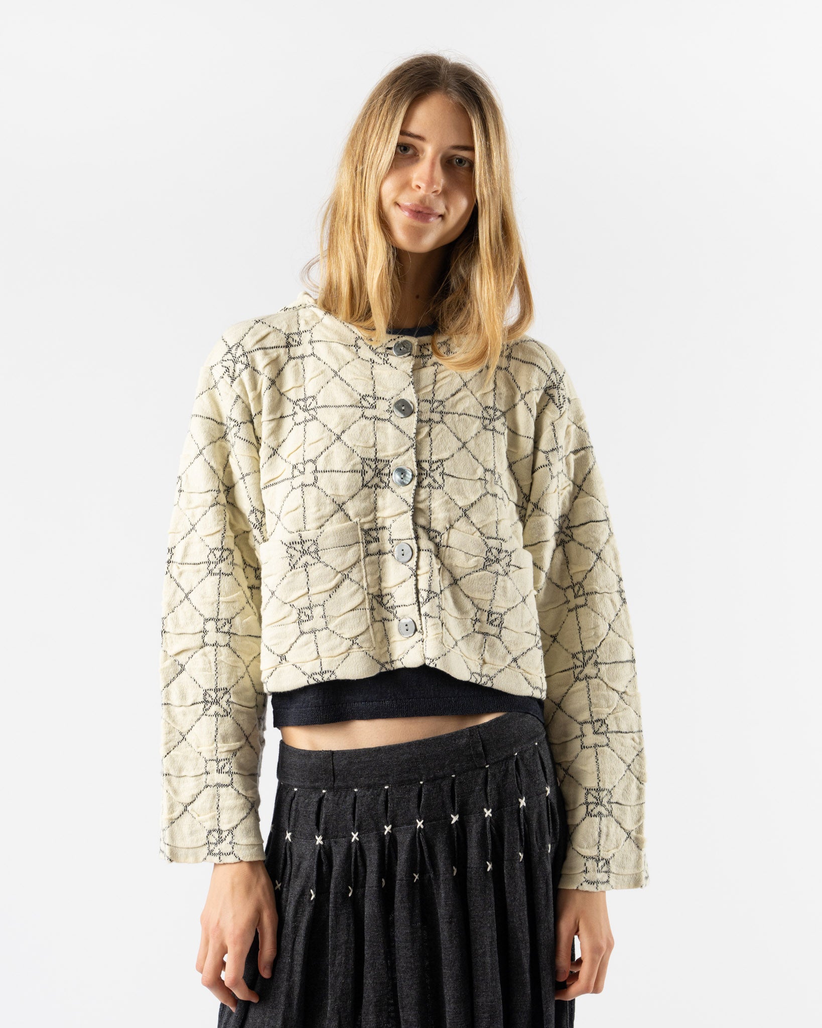 YanYan June Boxy Crew Jacket in Hood in Ivory